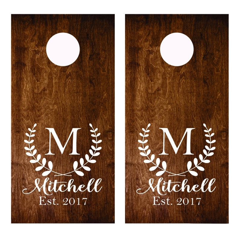 Board Game Name - Wedding Party Decor Sign Sticker Cornhole