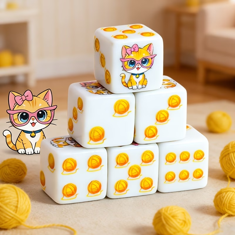 Dice Set Polyhedral - 6Pcs Cat Paw Print Polyhedral Dice