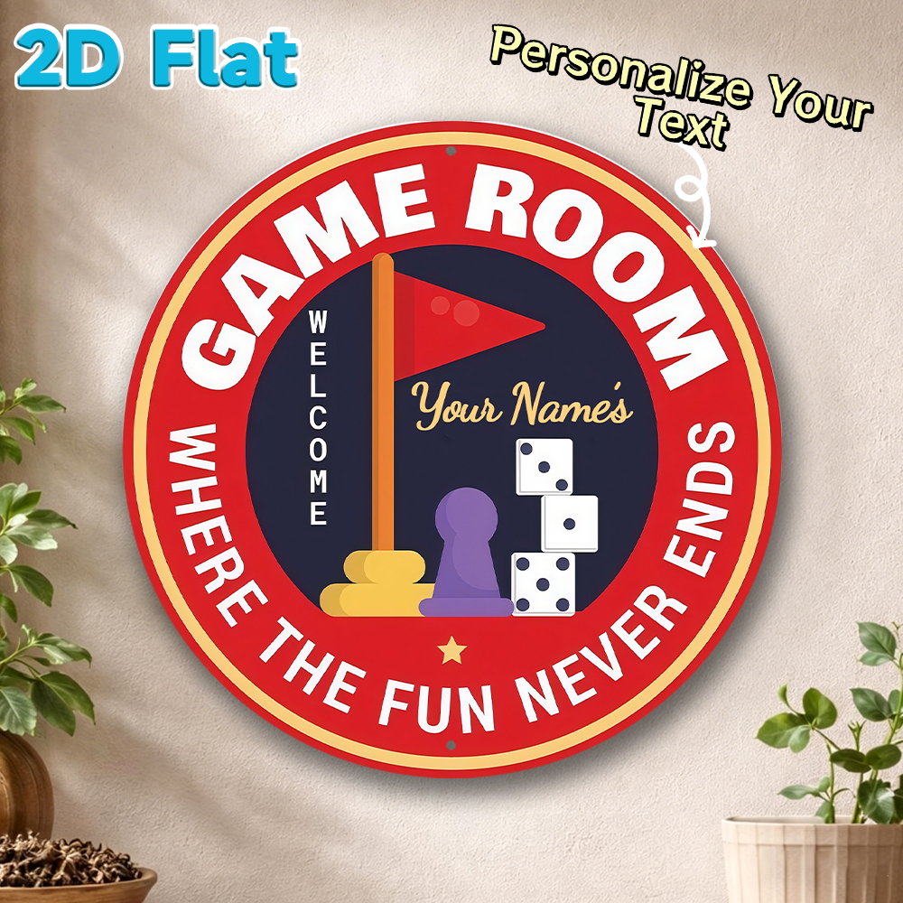 Board Game Name - Custom Name Game Room Round Metal