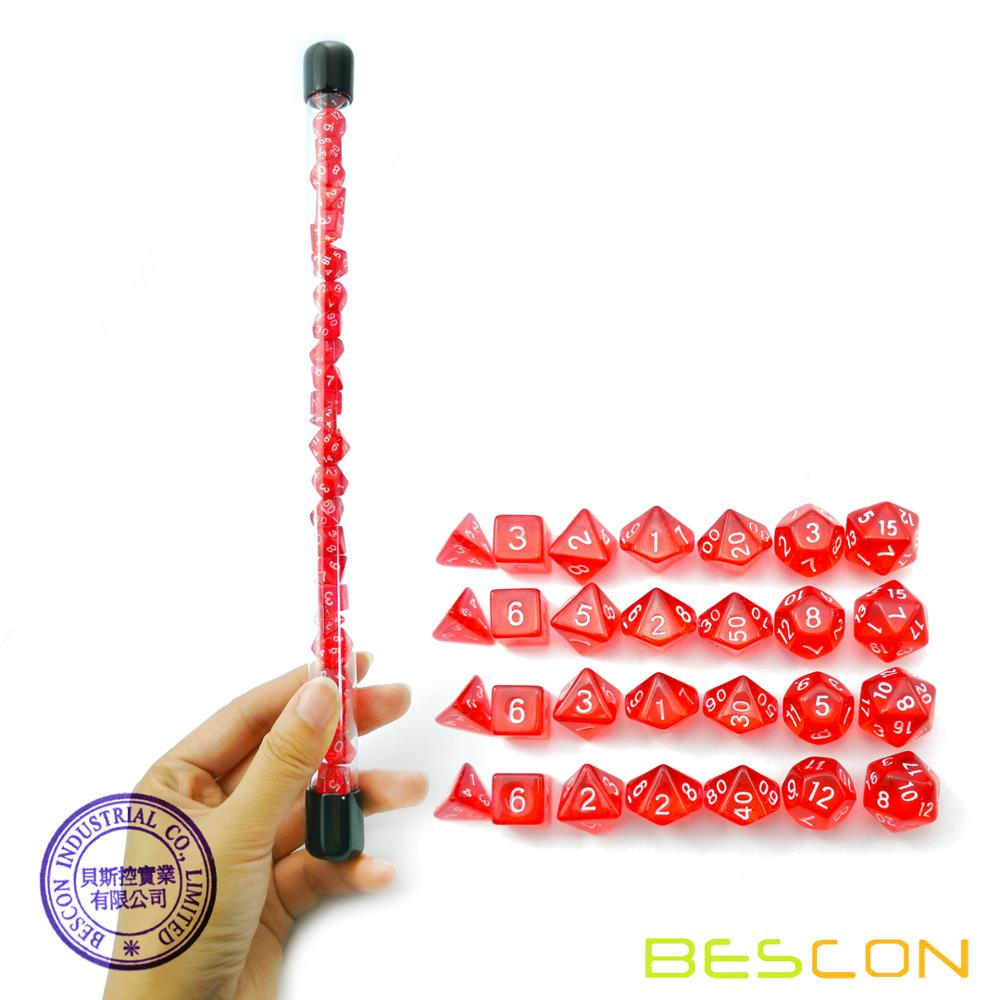 Bescon 28pcs Translucent Red M - Dice Set Polyhedral reseña y precio
