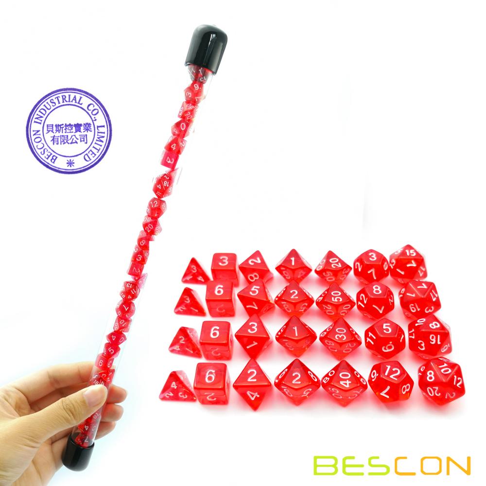 Bescon 28pcs Translucent Red M - Dice Set Polyhedral reseña y precio