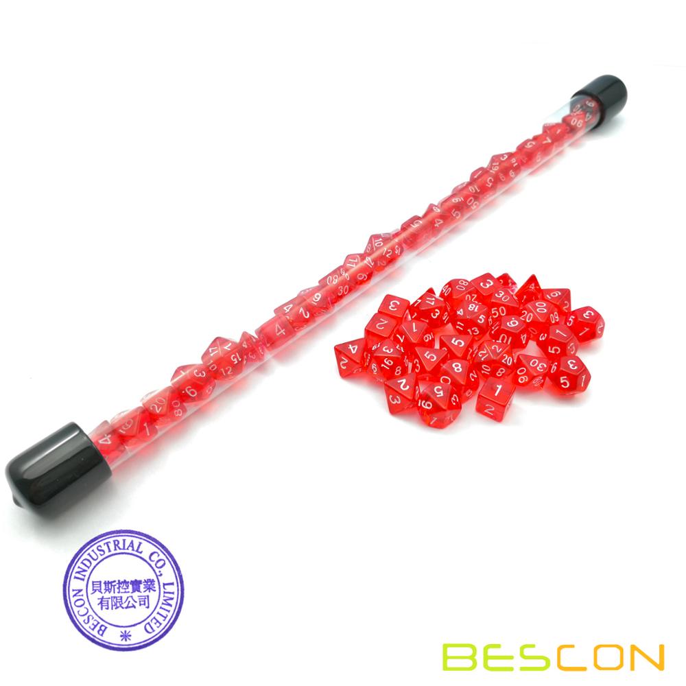 Bescon 28pcs Translucent Red M - Dice Set Polyhedral reseña y precio