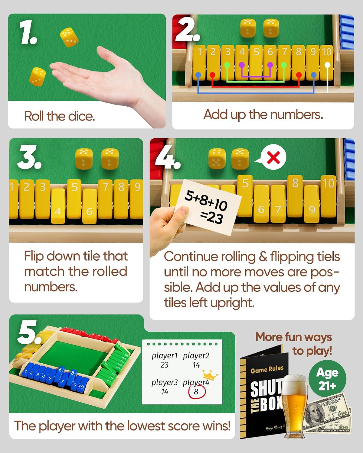 Shut The Box Game, Math Dice B - Board Game Quick reseña y precio