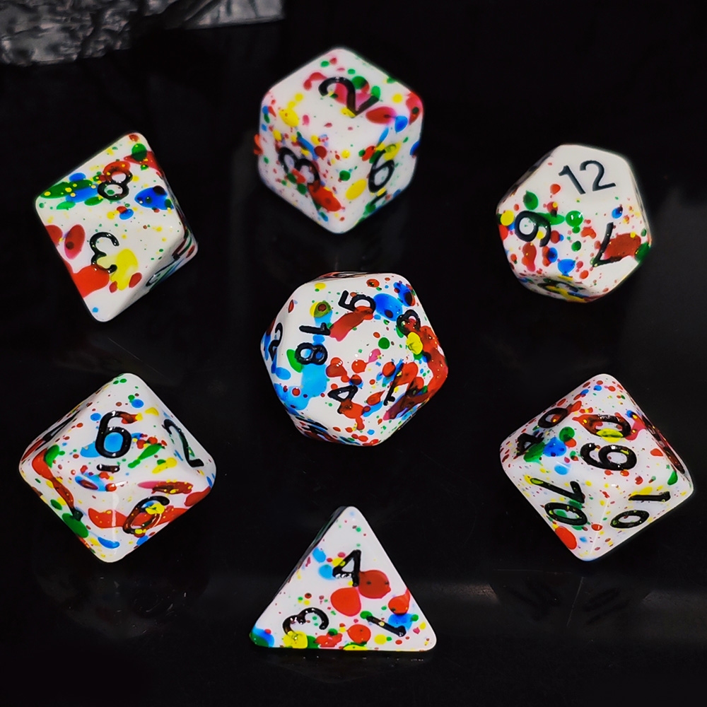 Paint Splatter Dice Set - 7PCS - Dice Set Polyhedral reseña y precio