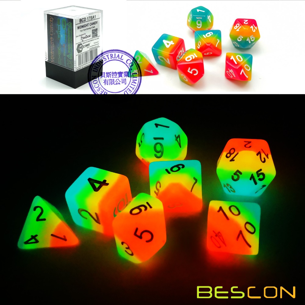 Bescon Fantasy Rainbow Glowing - Dice Set Polyhedral reseña y precio