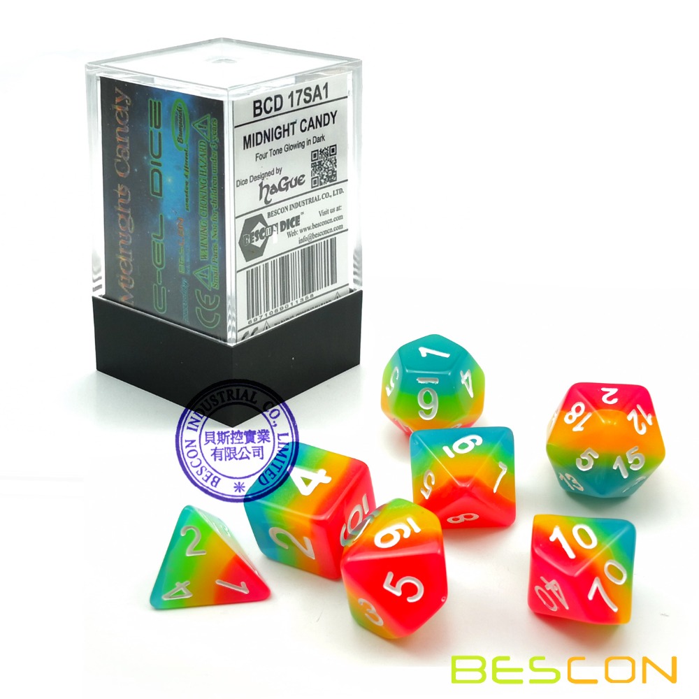 Bescon Fantasy Rainbow Glowing - Dice Set Polyhedral reseña y precio