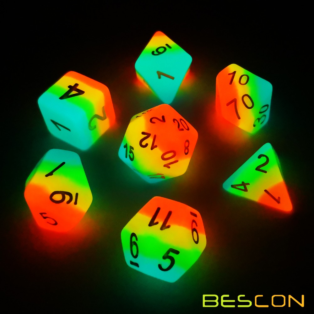 Bescon Fantasy Rainbow Glowing - Dice Set Polyhedral reseña y precio