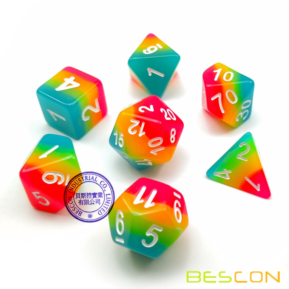 Bescon Fantasy Rainbow Glowing - Dice Set Polyhedral reseña y precio