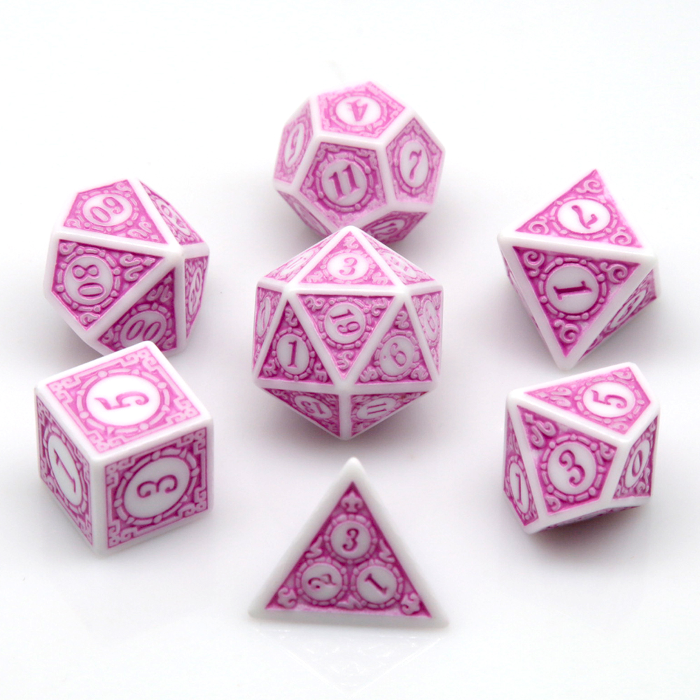 7Pcs White Pink Acrylic Polyhe - Dice Set Polyhedral reseña y precio