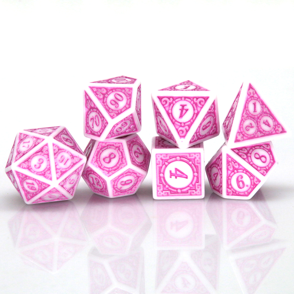 7Pcs White Pink Acrylic Polyhe - Dice Set Polyhedral reseña y precio