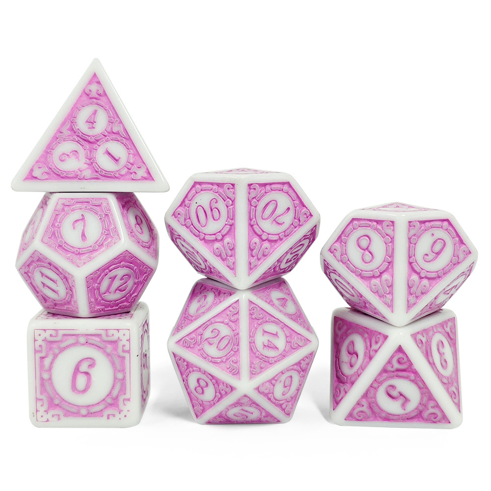 7Pcs White Pink Acrylic Polyhe - Dice Set Polyhedral reseña y precio