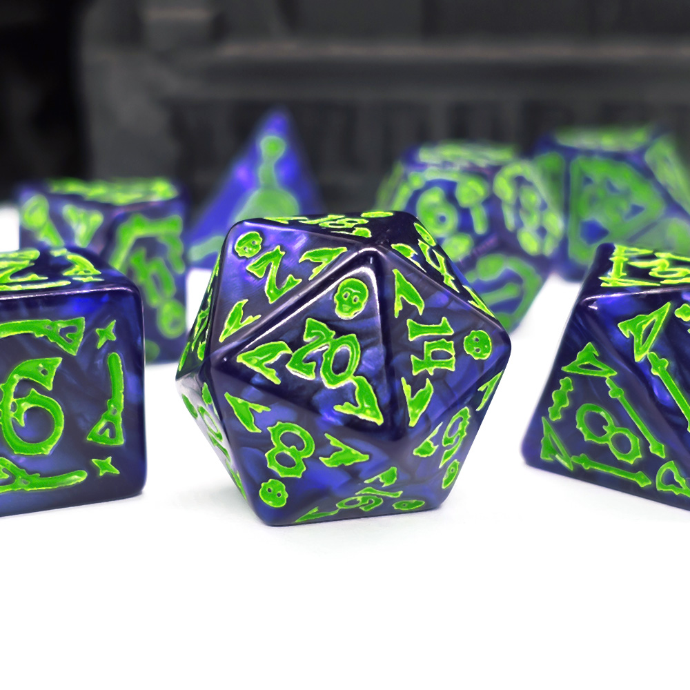Cthulhu Dark Blue & Neon Green - Dice Set Polyhedral reseña y precio