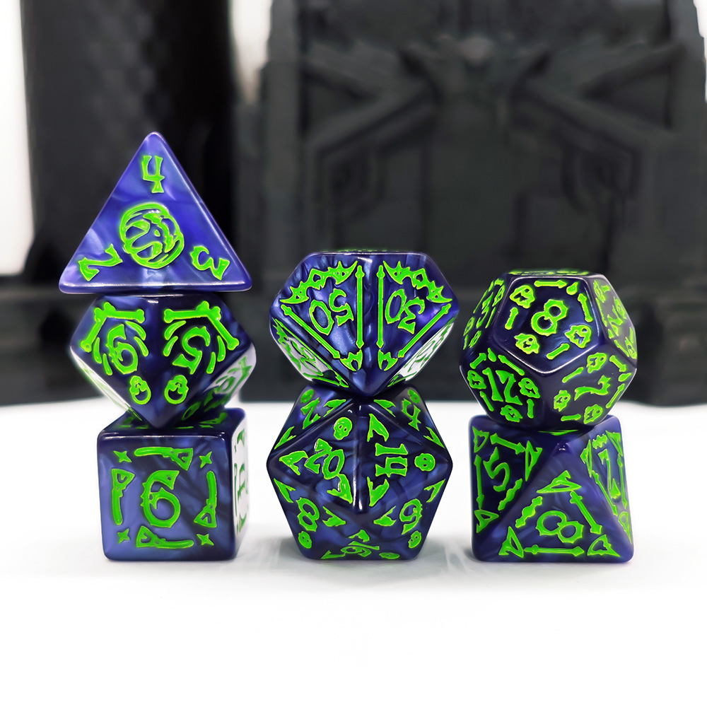 Cthulhu Dark Blue & Neon Green - Dice Set Polyhedral reseña y precio