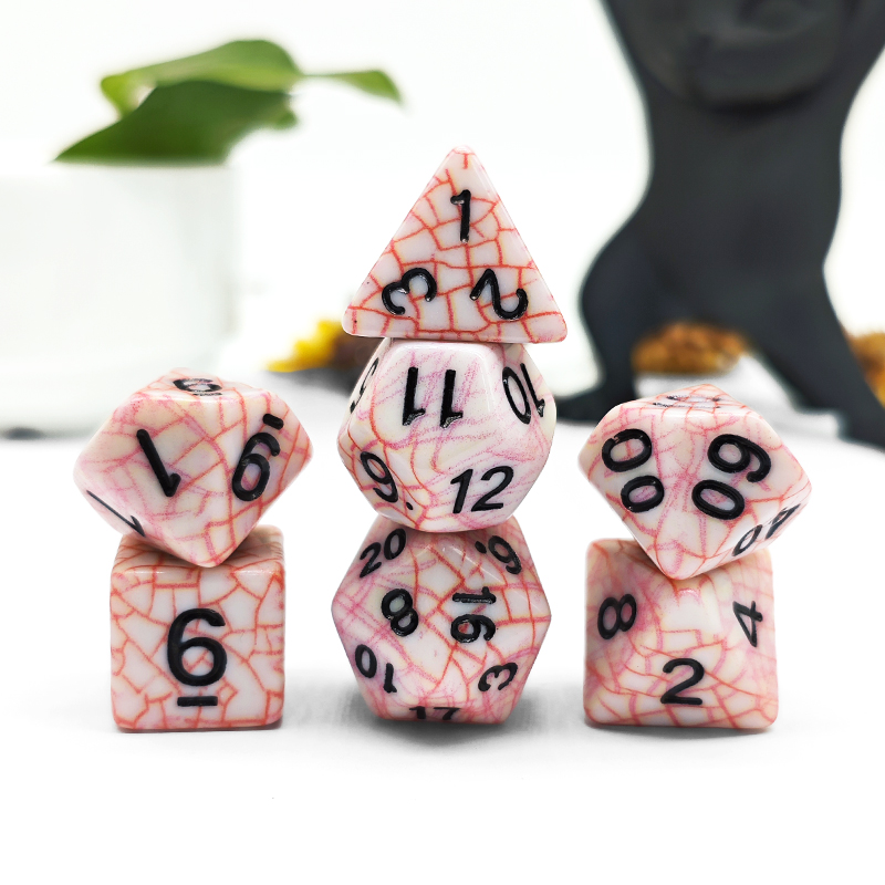 7PCS Polyhedral Red Cracked Te - Dice Set Polyhedral reseña y precio