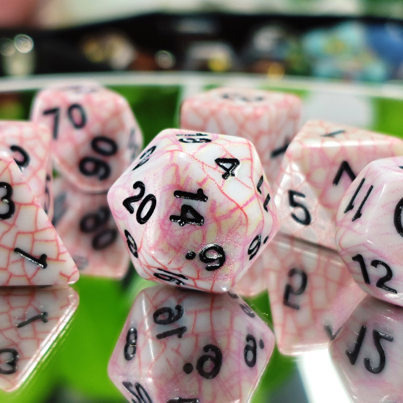 7PCS Polyhedral Red Cracked Te - Dice Set Polyhedral reseña y precio