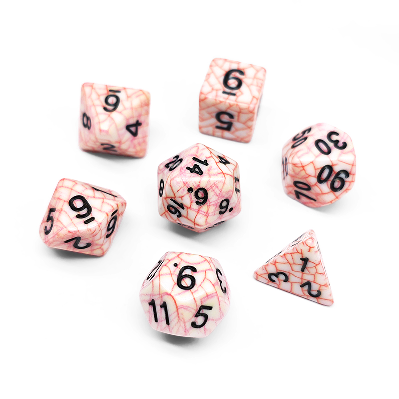 7PCS Polyhedral Red Cracked Te - Dice Set Polyhedral reseña y precio