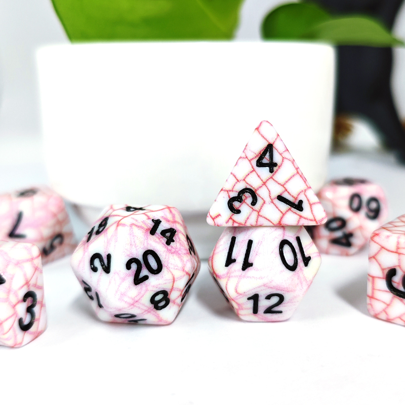 7PCS Polyhedral Red Cracked Te - Dice Set Polyhedral reseña y precio
