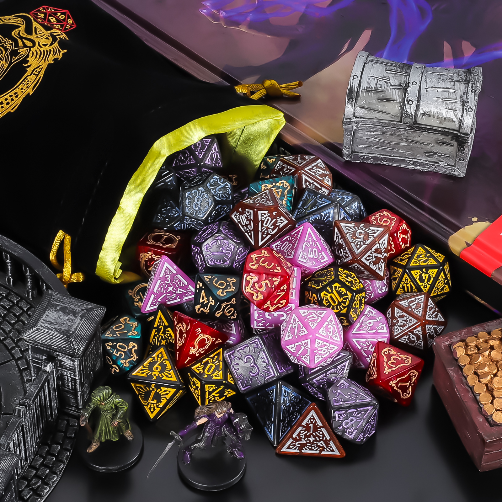 DND Dice Set -7pc Carved Patte - Dice Set Polyhedral reseña y precio