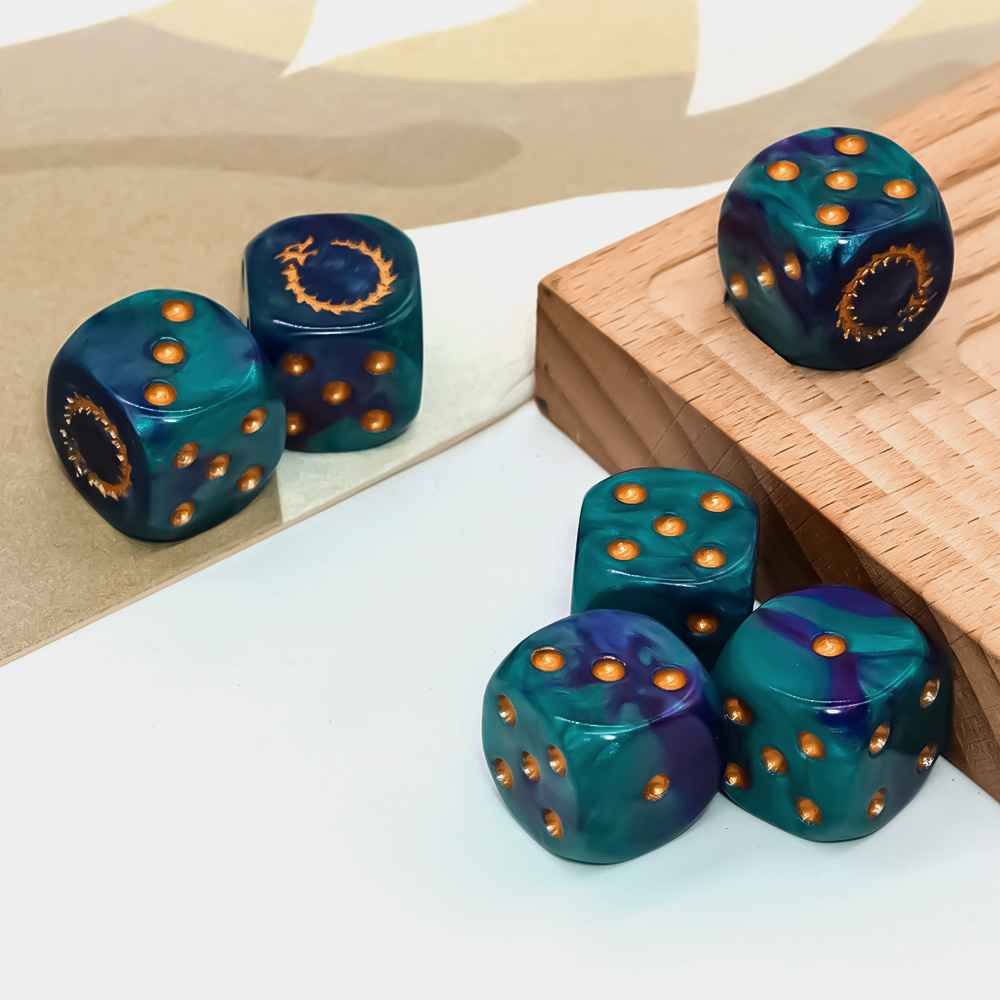 6Pcs Deep Sea Gold Flame D6 Di - Dice Set Polyhedral reseña y precio