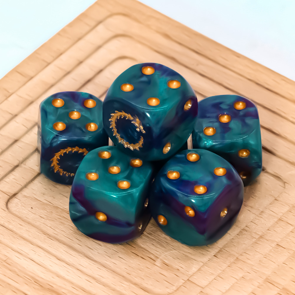 6Pcs Deep Sea Gold Flame D6 Di - Dice Set Polyhedral reseña y precio