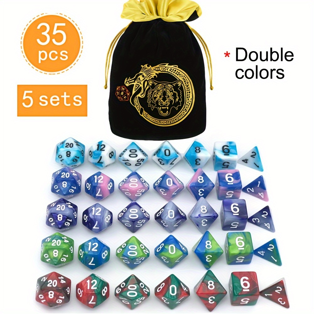 DND 5 Sets 35 Pcs Polyhedral D - Dice Set Polyhedral reseña y precio