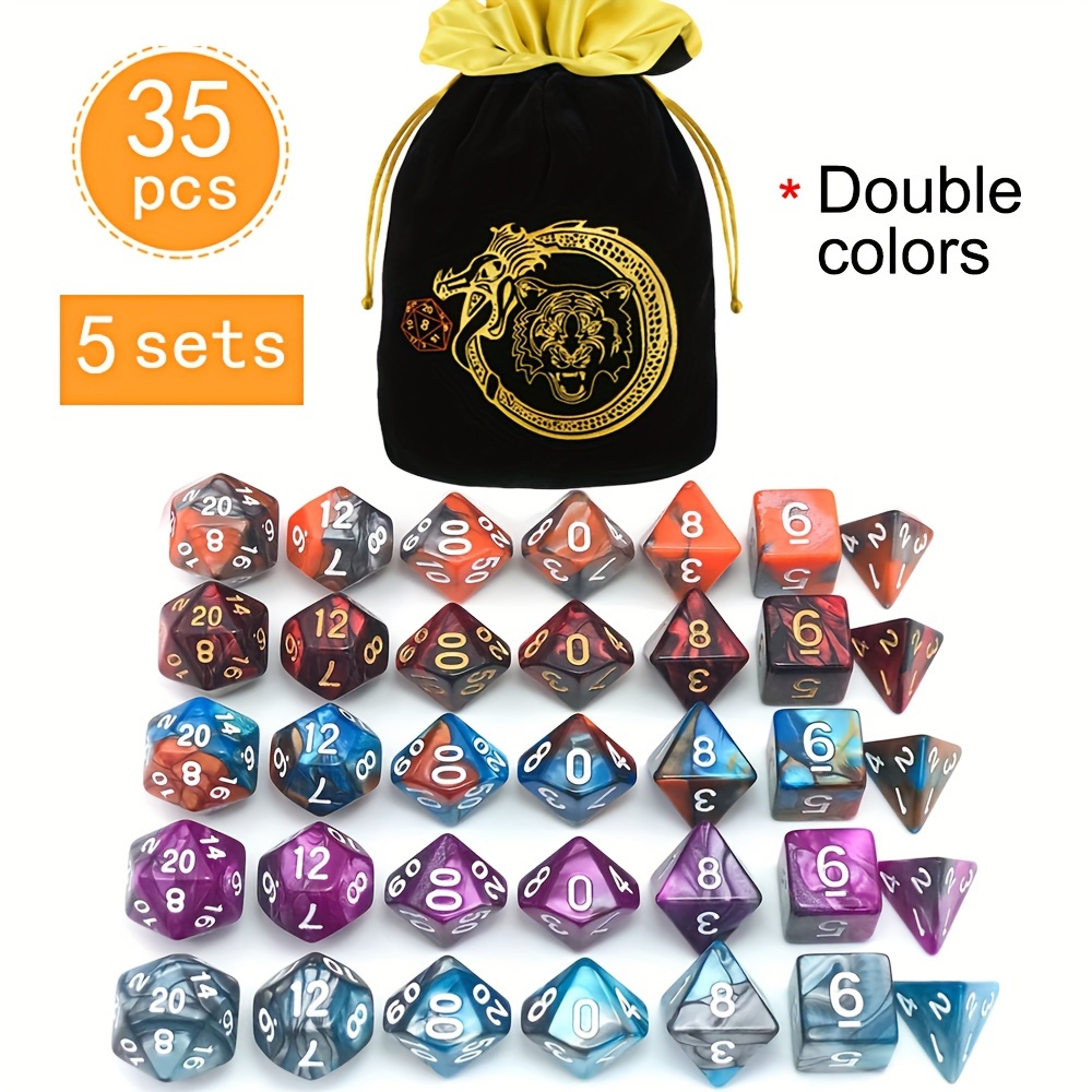 DND 5 Sets 35 Pcs Polyhedral D - Dice Set Polyhedral reseña y precio