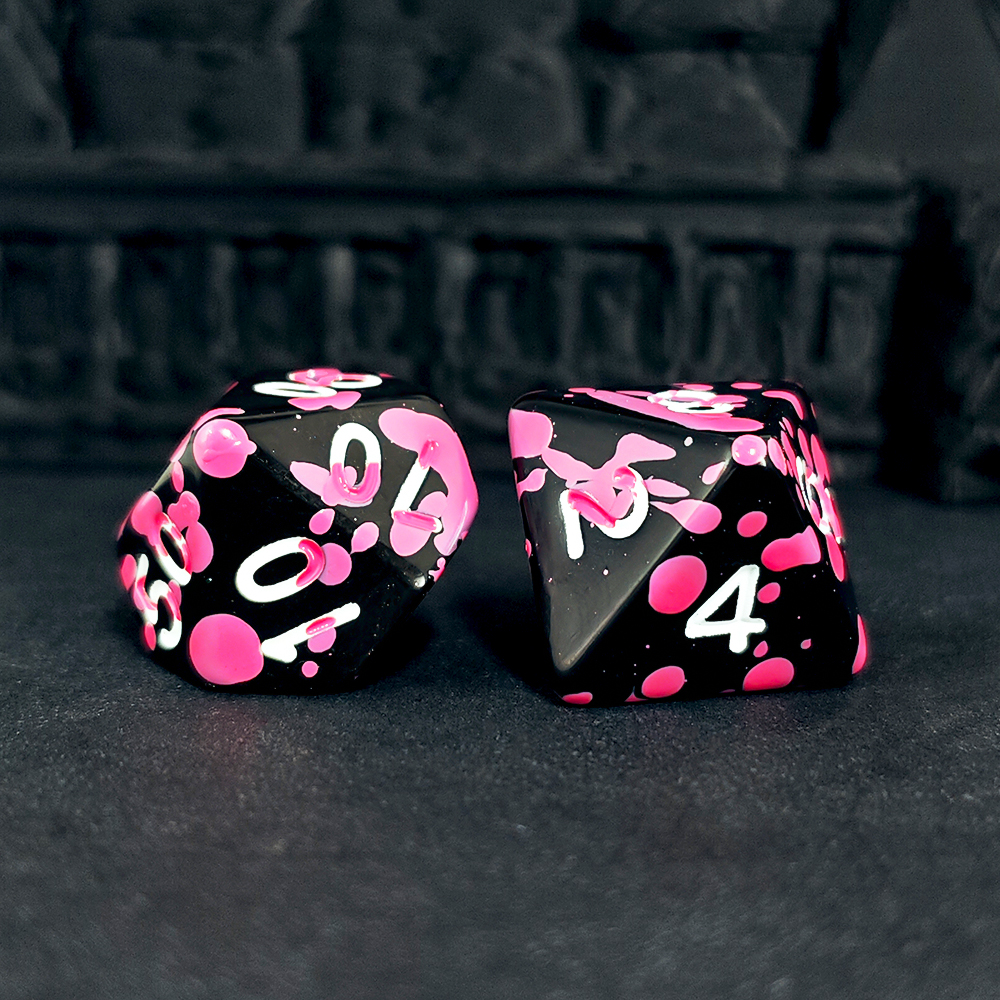 Polyhedral Pink Splatter Acryl - Dice Set Polyhedral reseña y precio